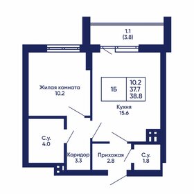 Квартира 38,8 м², 1-комнатная - изображение 1