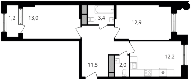 57,3 м², 2-комнатная квартира 16 542 510 ₽ - изображение 18