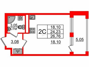 Квартира 24,2 м², студия - изображение 1