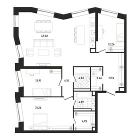 Квартира 128,6 м², 3-комнатная - изображение 1