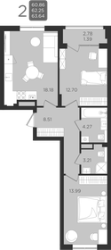 Квартира 62,3 м², 2-комнатная - изображение 1