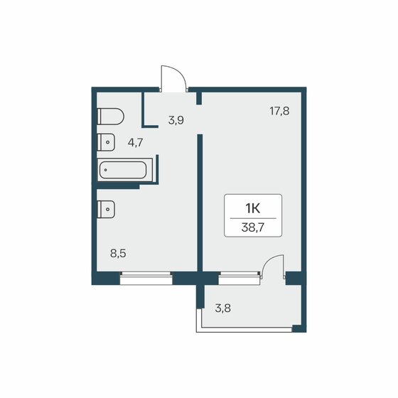 38,7 м², 1-комнатная квартира 5 050 000 ₽ - изображение 1