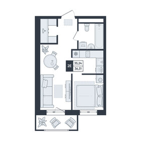 Квартира 36,3 м², 2-комнатная - изображение 1