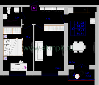 57,4 м², 2-комнатная квартира 7 880 000 ₽ - изображение 49