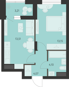 Квартира 36,6 м², 1-комнатная - изображение 1