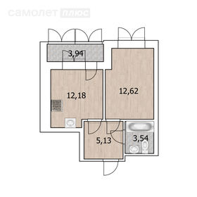 Квартира 35,4 м², 1-комнатная - изображение 1