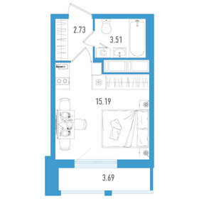 Квартира 22,5 м², студия - изображение 1