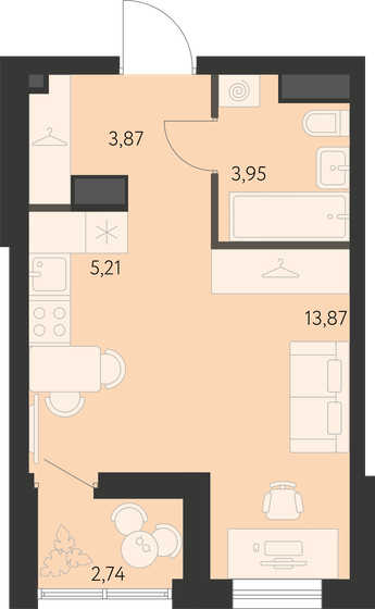 28,4 м², квартира-студия 4 043 000 ₽ - изображение 14