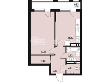 Квартира 57 м², 1-комнатная - изображение 1