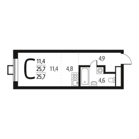 Квартира 25,7 м², студия - изображение 1