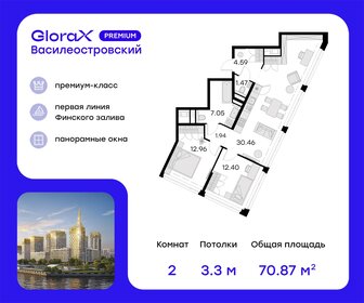 Квартира 70,9 м², 2-комнатная - изображение 1