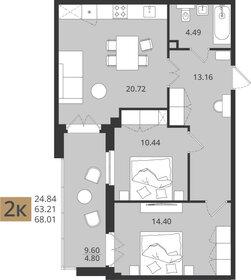 68 м², 2-комнатная квартира 8 400 000 ₽ - изображение 27