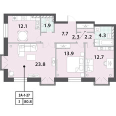 Квартира 80,8 м², 3-комнатная - изображение 2