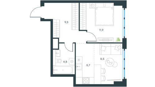 40 м², 2-комнатная квартира 15 205 488 ₽ - изображение 12