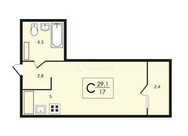 26,8 м², квартира-студия 3 966 076 ₽ - изображение 1