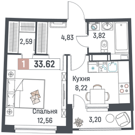 33,6 м², 1-комнатная квартира 5 954 102 ₽ - изображение 50