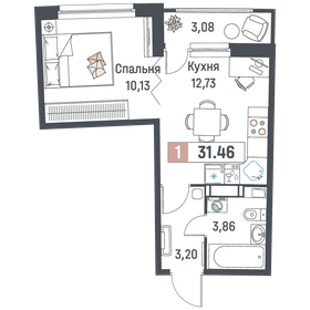 Квартира 31,5 м², 1-комнатная - изображение 1