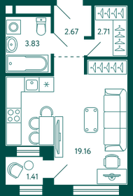 Квартира 29,1 м², 1-комнатная - изображение 1