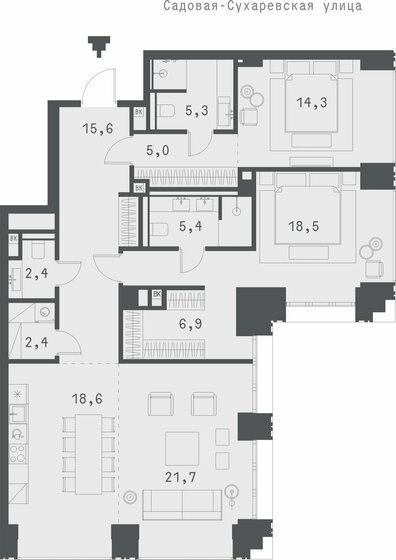 116 м², 2-комнатная квартира 147 557 216 ₽ - изображение 1