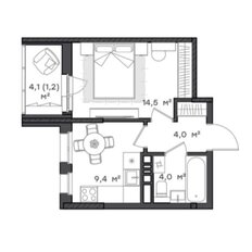 Квартира 31,9 м², 1-комнатная - изображение 2