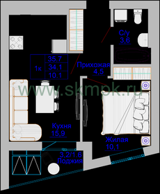 33,4 м², 1-комнатная квартира 3 841 000 ₽ - изображение 14