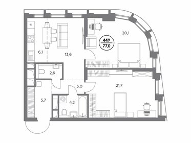 84,8 м², 4-комнатная квартира 20 000 000 ₽ - изображение 93
