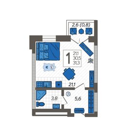 Квартира 31,3 м², студия - изображение 1