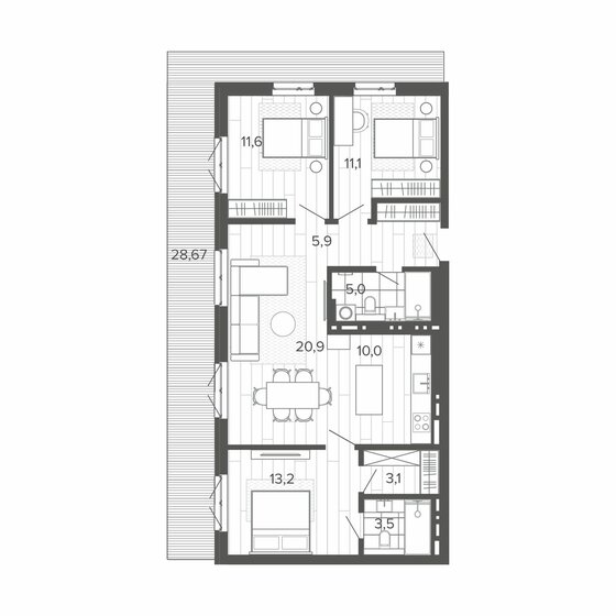 92,9 м², 4-комнатная квартира 19 932 000 ₽ - изображение 10