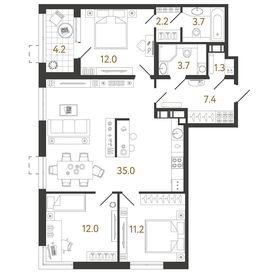 89,6 м², 3-комнатная квартира 23 179 404 ₽ - изображение 1