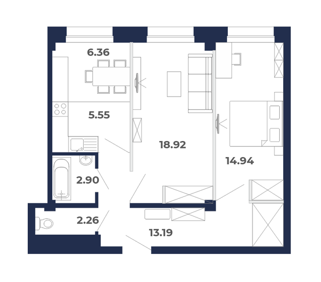 64,1 м², 3-комнатная квартира 6 762 000 ₽ - изображение 40