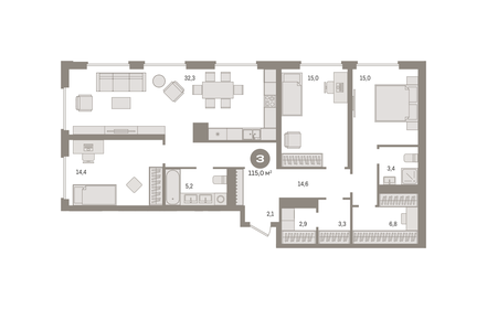 42,8 м², 2-комнатная квартира 22 377 264 ₽ - изображение 49