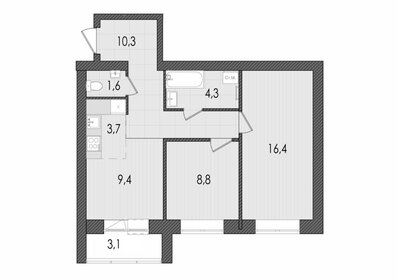 Квартира 57,4 м², 3-комнатная - изображение 1