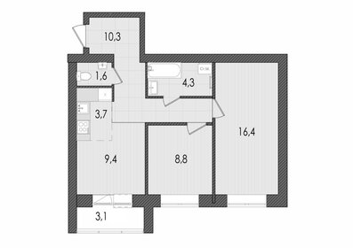 Квартира 57,6 м², 3-комнатная - изображение 1