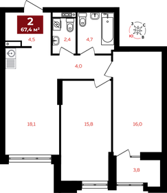 72 м², 2-комнатная квартира 11 880 000 ₽ - изображение 24