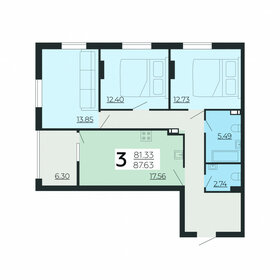 Квартира 87,5 м², 3-комнатная - изображение 1