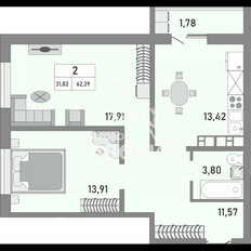 Квартира 62,4 м², 2-комнатная - изображение 2