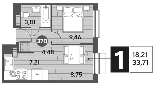 33,7 м², 1-комнатная квартира 5 922 847 ₽ - изображение 8