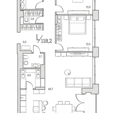 Квартира 119 м², 3-комнатные - изображение 2