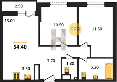 Квартира 54,4 м², 2-комнатная - изображение 1