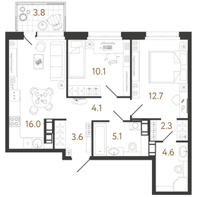 Квартира 58,5 м², 2-комнатная - изображение 1