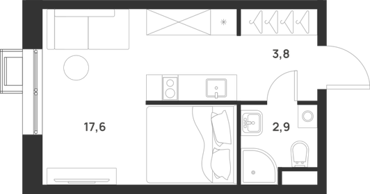 Квартира 24,3 м², студия - изображение 1