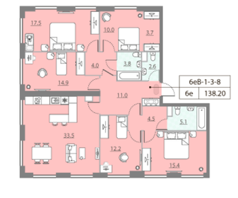 138,4 м², 5-комнатная квартира 81 383 352 ₽ - изображение 26
