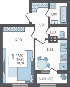 39,4 м², 1-комнатная квартира 5 518 272 ₽ - изображение 13