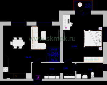 76 м², 1-комнатные апартаменты 15 500 000 ₽ - изображение 63