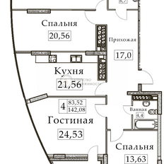 Квартира 142,1 м², 4-комнатная - изображение 4