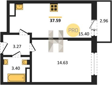 Квартира 37,6 м², 1-комнатная - изображение 1