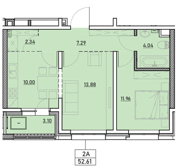 52,6 м², 2-комнатная квартира 7 800 000 ₽ - изображение 1