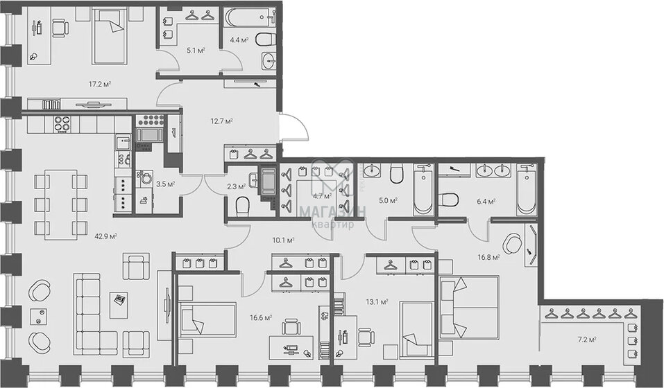 168 м², 4-комнатная квартира 58 400 000 ₽ - изображение 15