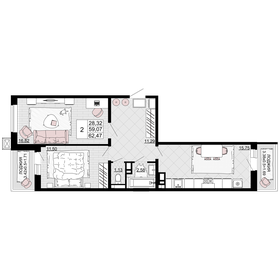 65 м², 2-комнатная квартира 7 350 000 ₽ - изображение 28