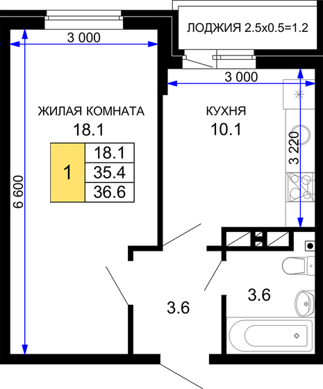 36,6 м², 1-комнатная квартира 4 575 000 ₽ - изображение 11